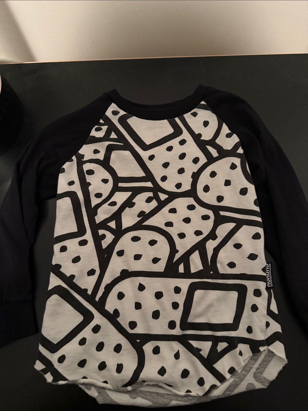 nununu Black & White Graphic Long Sleeve Tee